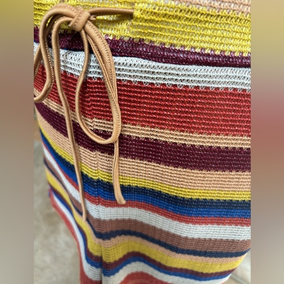 HYFVE Striped Boho Summer Beach 2 Pc Set Knit Crop Top & Shorts Pool SZ L NWOT - Picture 6 of 11